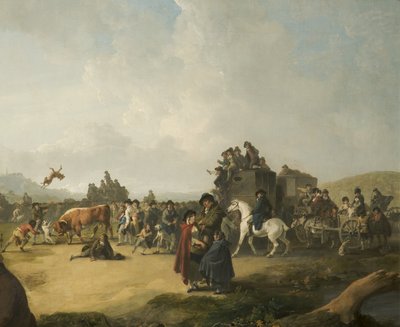 Bull Baiting by Julius Caesar Ibbetson