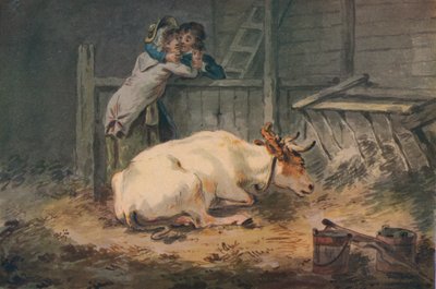 Courtship in a Cowshed by Julius Caesar Ibbetson