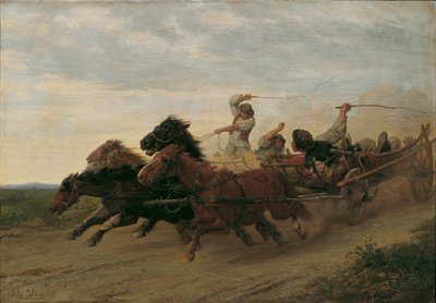 Race of Drunken Slovak Peasants by Julius von Blaas d. Ä.