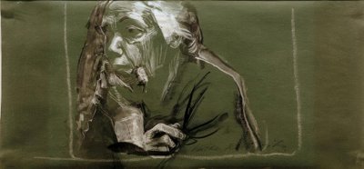Self-Portrait Facing Left with Hand on Chin by Käthe Kollwitz