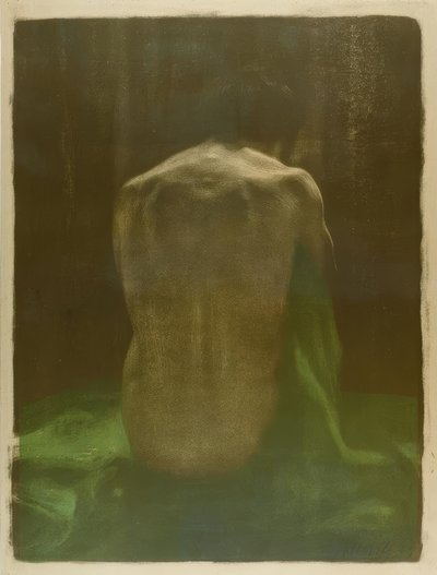Female Nude Back on Green Cloth by Käthe Kollwitz