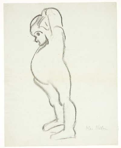 Standing Child Pulling Chemise Over Head by Kai Nielsen