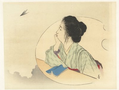 Woman Looking at a Bird by Kajita Hanko