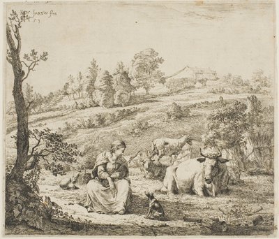 A Shepherdess Speaking to Her Dog by Karel Dujardin