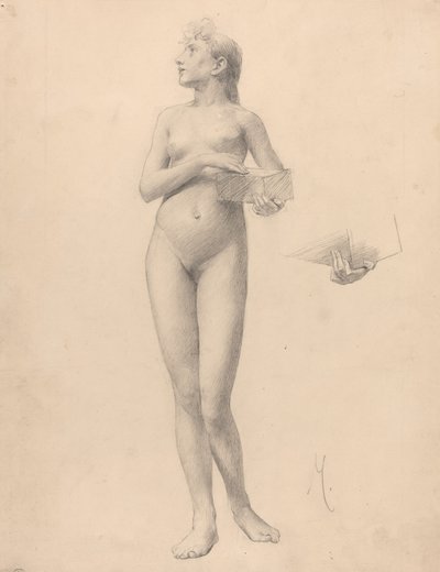 Standing Nude Woman Holding a Box by Karel Vitezslav Masek