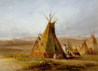 Camp of the Assiniboin / Tipi / Karl Bodmer by Karl Bodmer