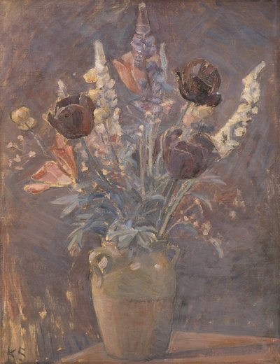Clay Vase with Tulips and Other Flowers by Karl Schou