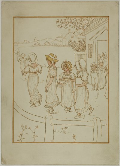 Girls Going Down a Lane by Kate Greenaway