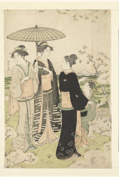 Admiring Cherry Blossoms at Asukayama by Katsukawa Shuncho