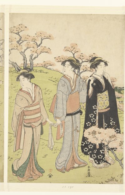 Admiring the Cherry Blossoms at Asukayama by Katsukawa Shuncho