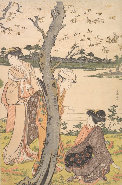Gathering Young Flowers, late 18th century by Katsukawa Shuncho