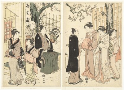 In the Garden of the Aioiya Teahouse by Katsukawa Shuncho