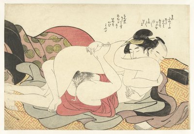 Loving Couple in Intimate Embrace by Katsukawa Shuncho