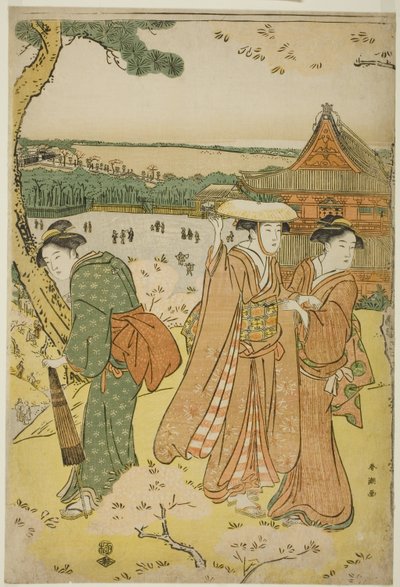 Viewing Cherry Blossoms at Ueno by Katsukawa Shuncho