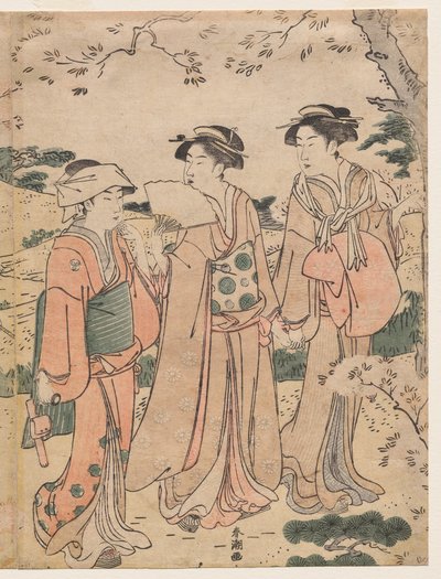 Women Viewing Cherry Blossoms at Asukayama by Katsukawa Shuncho