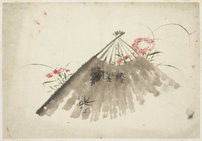 Discarded Fan Among Pinks by Katsushika (school of) Hokusai