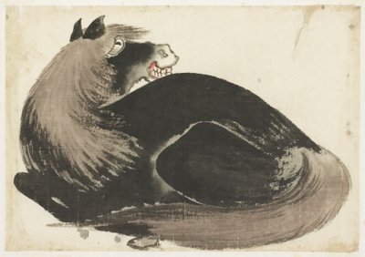 Reclining Horse by Katsushika (school of) Hokusai