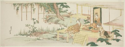 Admiring Wisteria by Katsushika Hokusai