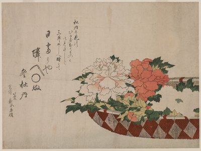 Basket of Peonies by Katsushika Hokusai