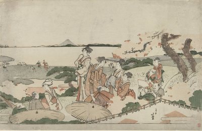 Admiring the Cherry Blossoms at Gotenyama by Katsushika Hokusai