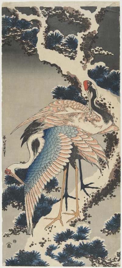 Cranes on Pine by Katsushika Hokusai