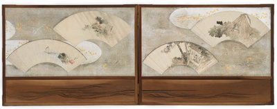 Four Fan Paintings Mounted on a Screen by Katsushika Hokusai
