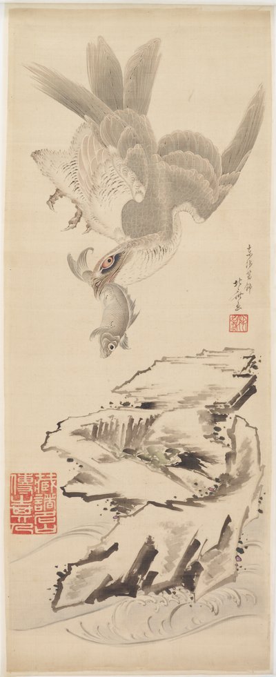 Hawk and Fish, Late 18th-Early 19th Century by Katsushika Hokusai