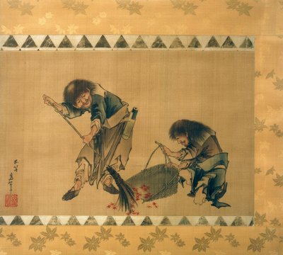 Kanzan and Jittoku by Katsushika Hokusai