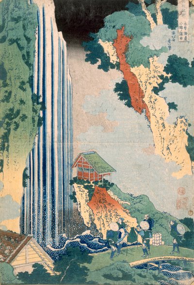 Ona Waterfall on the Kisokaido, 1827 by Katsushika Hokusai