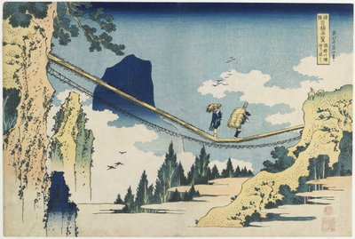 Suspension Bridge between Hida and Etchu Provinces by Katsushika Hokusai