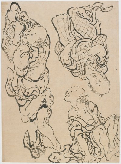 Three figures by Katsushika Hokusai