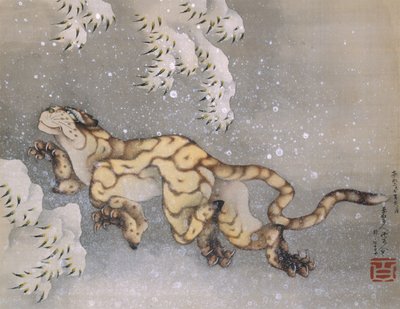 Tiger in a snowstorm by Katsushika Hokusai