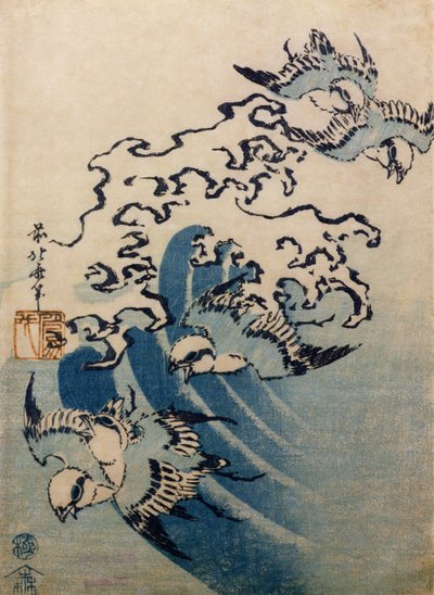 Waves and Birds, c.1825 by Katsushika Hokusai