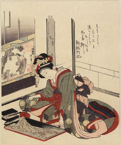 Woman Arranging Bonkei by Katsushika Hokusai