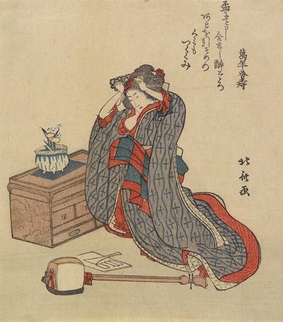 Woman Fixing Her Hair, 1797-1819 by Katsushika Hokusai