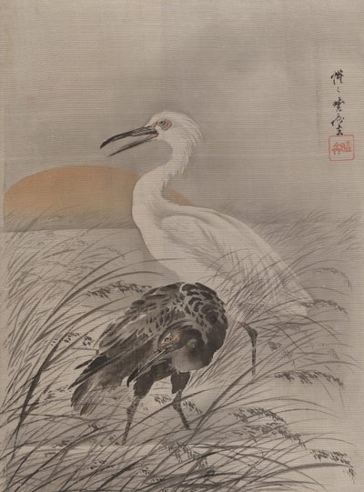 Cranes in Marsh, ca. 1887 by Kawanabe Kyosai