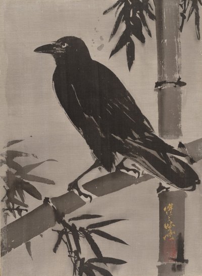 Crow on a Bamboo Branch by Kawanabe Kyosai
