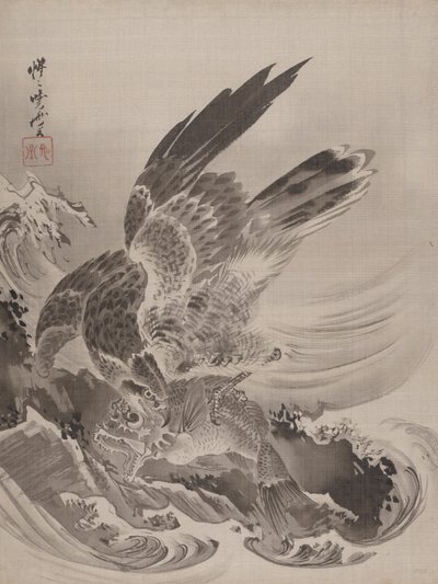 Eagle Attacking Fish by Kawanabe Kyosai