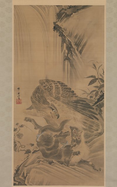 Eagle Attacking a Mountain Lion by Kawanabe Kyosai