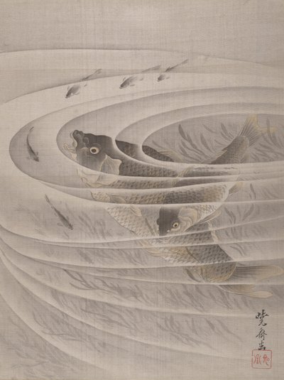 Fish in a Whirlpool, ca. 1887 by Kawanabe Kyosai