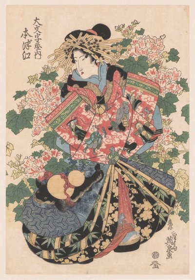 Three Parading Courtesans by Keisai Eisen