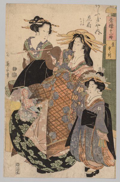 Two Women and a Girl by Kikukawa Eizan