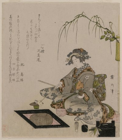 Woman Performing the Tea Ceremony by Kikukawa Eizan