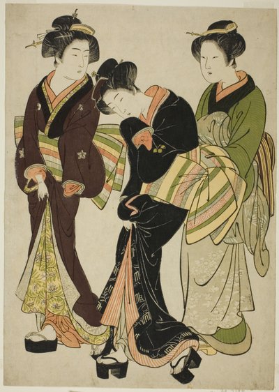 Two Entertainers and a Maid by Kitao Shigemasa