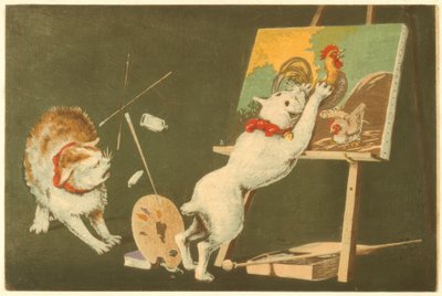 Cats and Canvas by Kiyochika Kobayashi