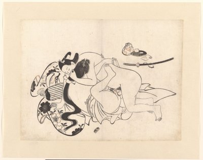 Loving Couple in Intimate Embrace by Kiyonobu (I) , Torii