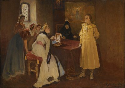 Xenia Godunova and False Dmitry by Klavdiy Vasilievich Lebedev