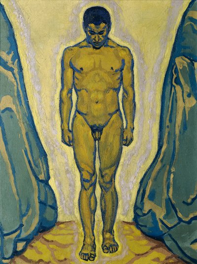 Standing Youth Nude Between Rocks by Koloman Moser
