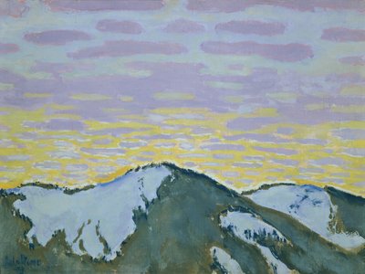 Snow-Covered Mountain Peaks at Dusk by Koloman Moser
