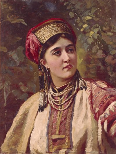 Girl in Traditional Dress by Konstantin Egorovich Makovsky